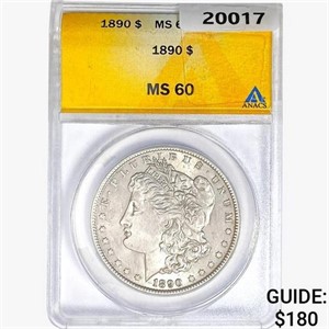 1890 Morgan Silver Dollar ANACS MS60