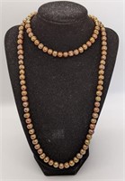 Brown Tones Long Pearl Strand Necklace