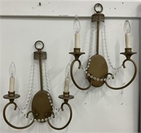 Pair of Metal and Beaded Wall Sconces