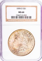 Coin Slabbed 1898-O Morgan Silver Dollar MS64