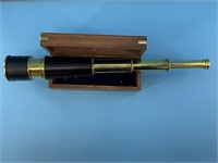 Brass telescope in beautiful hardwood box