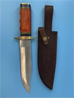 Bowie style knife with wood handle, 12.5" long wit