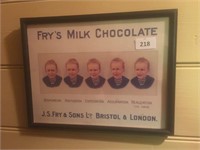 FRYS MILK CHOCOLATE FRAMED ADVERTISING PICTURE