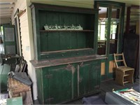 ANTIQUE GREEN PAINTED KITCHEN DRESSER