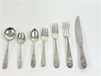 KIRK & SONS STERLING REPOUSSE FLATWARE SERVICE