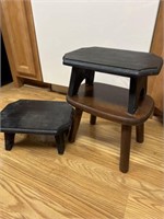 3 small wooden stools