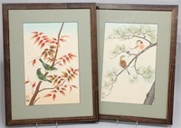 Chinese Painted-Over Prints, Pair