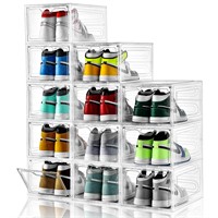 INSTY 12 Pack Shoe Storage Boxes, Stackable Clear