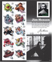 Jim Henson The Man Behind the Muppets stamp sheet