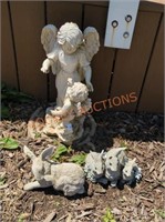 Outdoor garden statue lot( some have chips)
