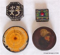 Two 19th Century Papier- Mache Snuff Boxes Etc