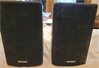 Optimus PRO-X5 speakers.  Each is 4"×4"×6½".
