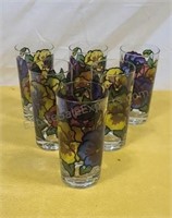 Vintage faux stained glass highball glasses. 6