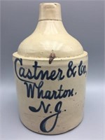 Castner Wharton nj blue decorated stoneware jug