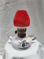 Vintage Mini Oil Lamp Teapot with Holly
