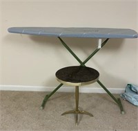 MCM tile top round side table, w metal ironing