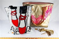 Sequin Tote, Red & Tan Tote