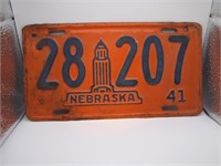 1941 Nebraska License Plate 28-207