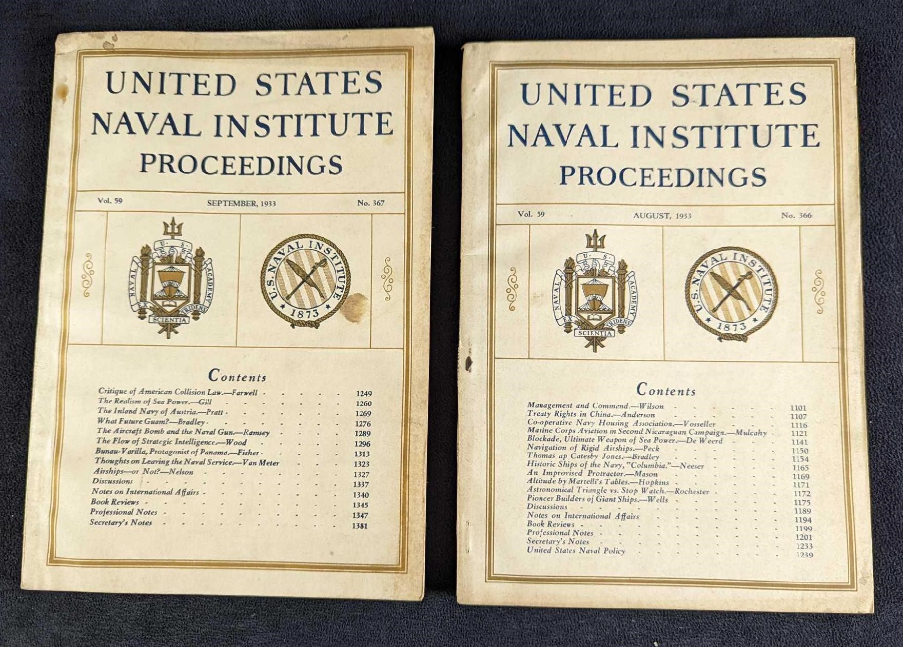 US Naval Institue Proceedings Sep & Aug 1933