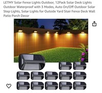 LETMY Solar Fence Lights Outdoor, 12Pack