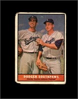 1961 Topps #207 Dodger Southpaws P/F to GD+