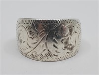Antique Sterling Silver Chiseled Ring, signed LWR