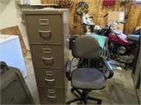 4 Drawer Metal File Cabinet & Office Chair