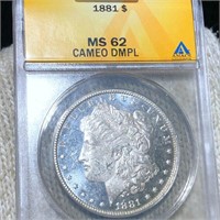 1881 Morgan Silver Dollar ANACS - MS 62 DMPL CAM
