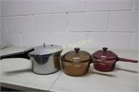 2 Glass Pots & Pressure Cooker