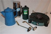 Coleman Camp Stove, Coffee Pot, Soup Thermos,…
