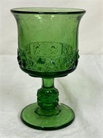 Water Goblet Daisy and Cube Green WRIGHT GLASS L G