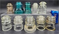 10 Vintage Power Glass Insulators