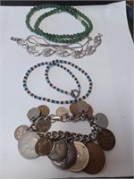 Lot to Include Coin Bracelet, Marled 925 Clasp