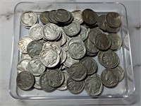 OF) Over 70 assorted date Buffalo nickels