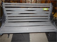 4' Oak Slat back Garden Patio Bench Cast Iron