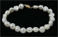 7" approx. 7-8mm white freshwater pearl bracelet