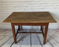 Early 1800's Pine Stretcher Base Table