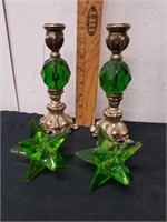 Vintage candle sticks with Star Glass candle