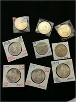 (9) Mexican 72% Silver Coins 8.74oz w/ Sleeves