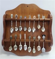 Souvenir Spoons with Rack Lot C