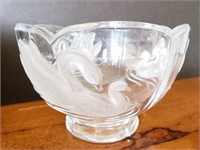 Swan cut glass candy bowl