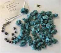 Turquoise Nuggets and Sterling Bead Necklace (some