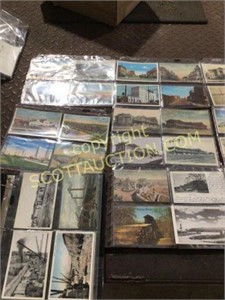 340 vintage postcards in 4 place3 ring binder
