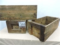 Three Vintage Wood Storage Boxes