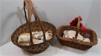 2 Wicker Baskets w/ Sea Shells