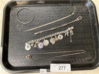 Sterling Silver Necklace, Charm Bracelet, 3