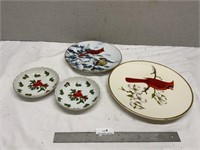 Vintage Cardinal Bin Plates, Lefton etc