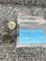 Earrings made from French Coins