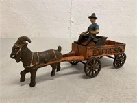 Vintage Cast Iron Express Wagon W/Goat & Man