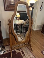 FULL LENGTH CHEVAL MIRROR OAK WOOD